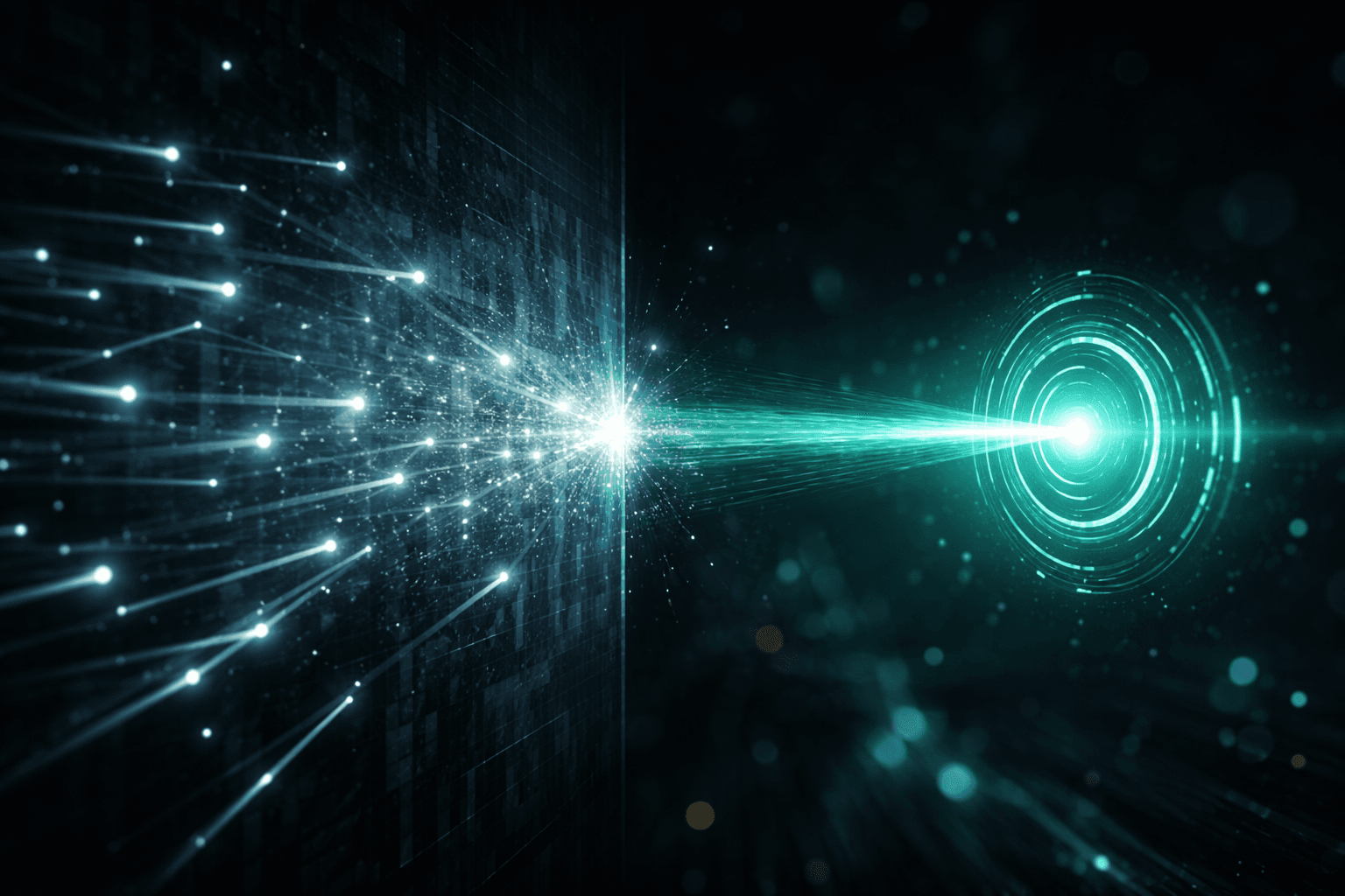 Eine Gegenüberstellung von dutzenden ins Leere laufenden Suchstrahlen und einem einzigen, zielgerichteten Treffer.