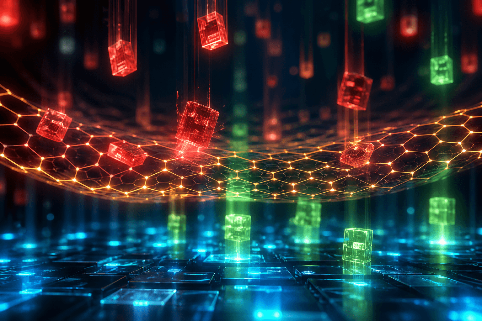 Ein leuchtendes, unzerreißbares digitales Sicherheitsnetz fängt fehlerhafte Code-Blöcke ab, bevor sie die Produktion erreichen.