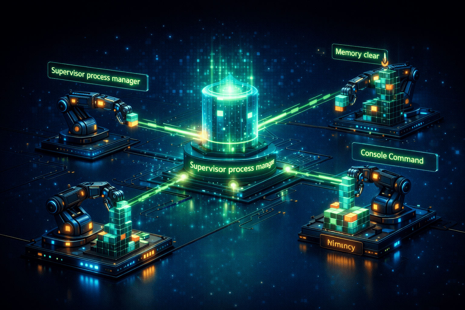 Darstellung eines Prozess-Managers, der Hintergrund-Worker am Leben hält