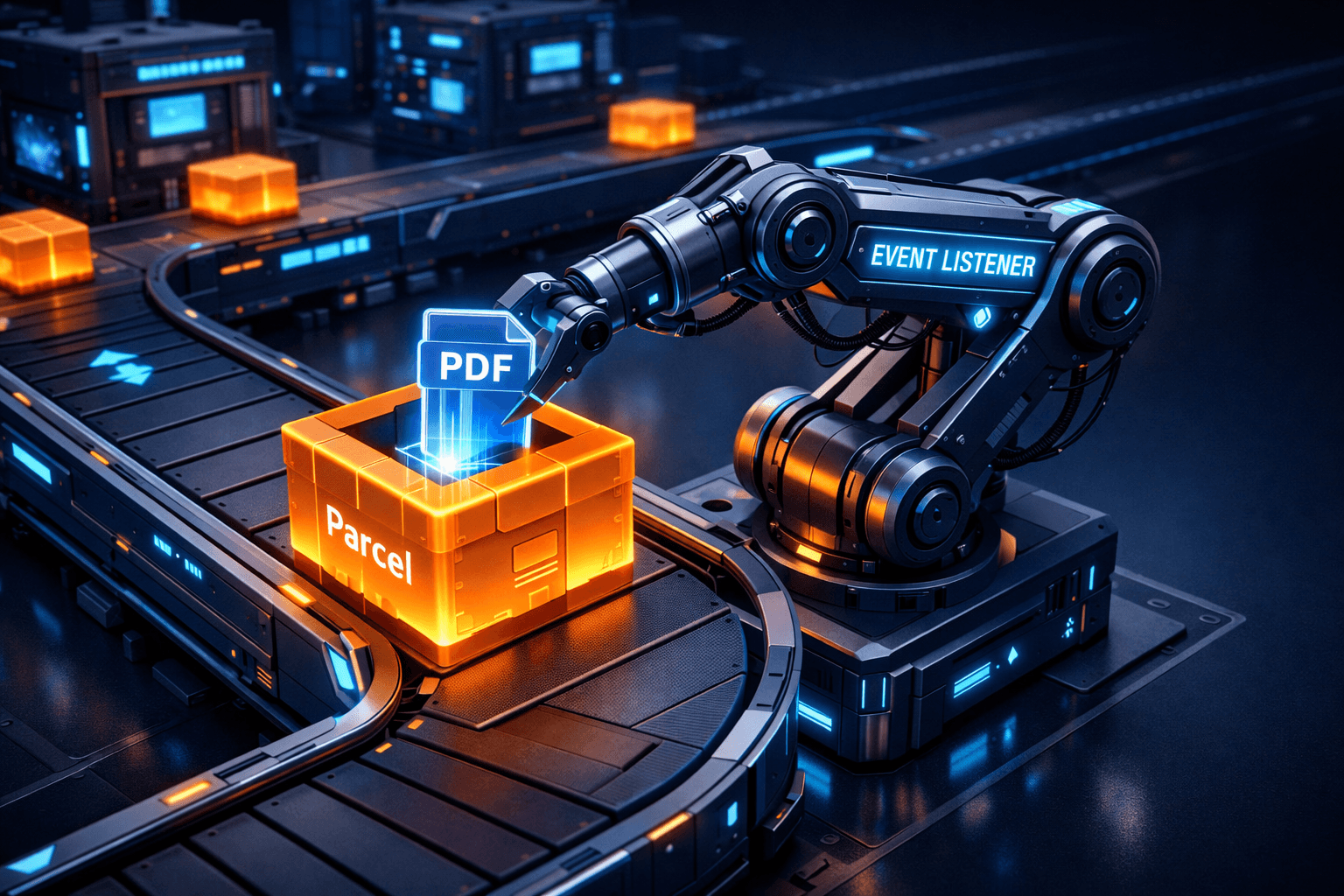 Ein Symfony EventDispatcher fängt ein Parcel ab, um ein PDF-Dokument anzuhängen