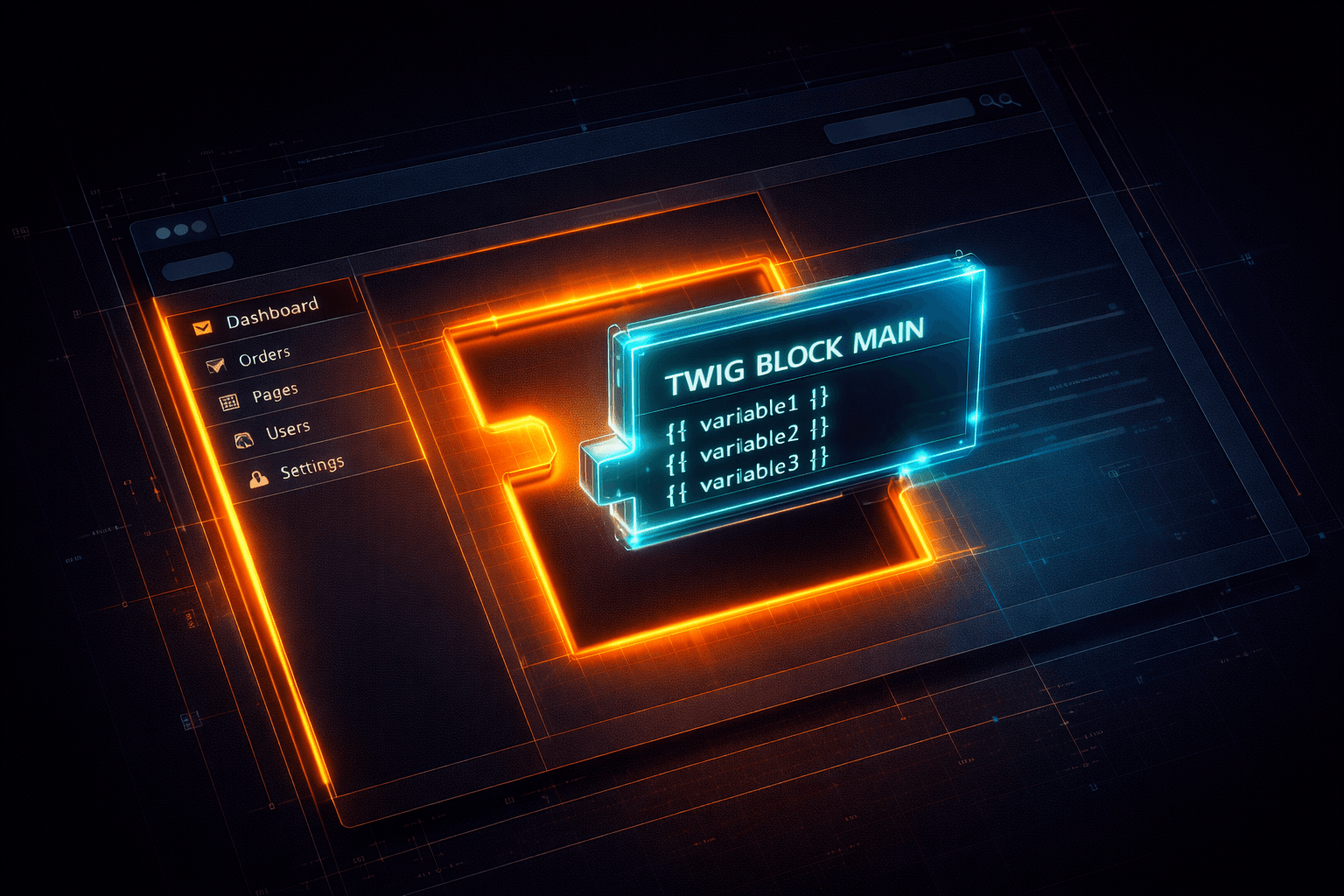 Visuelle Darstellung, wie ein eigenes Twig-Template in das Contao Backend Layout injiziert wird