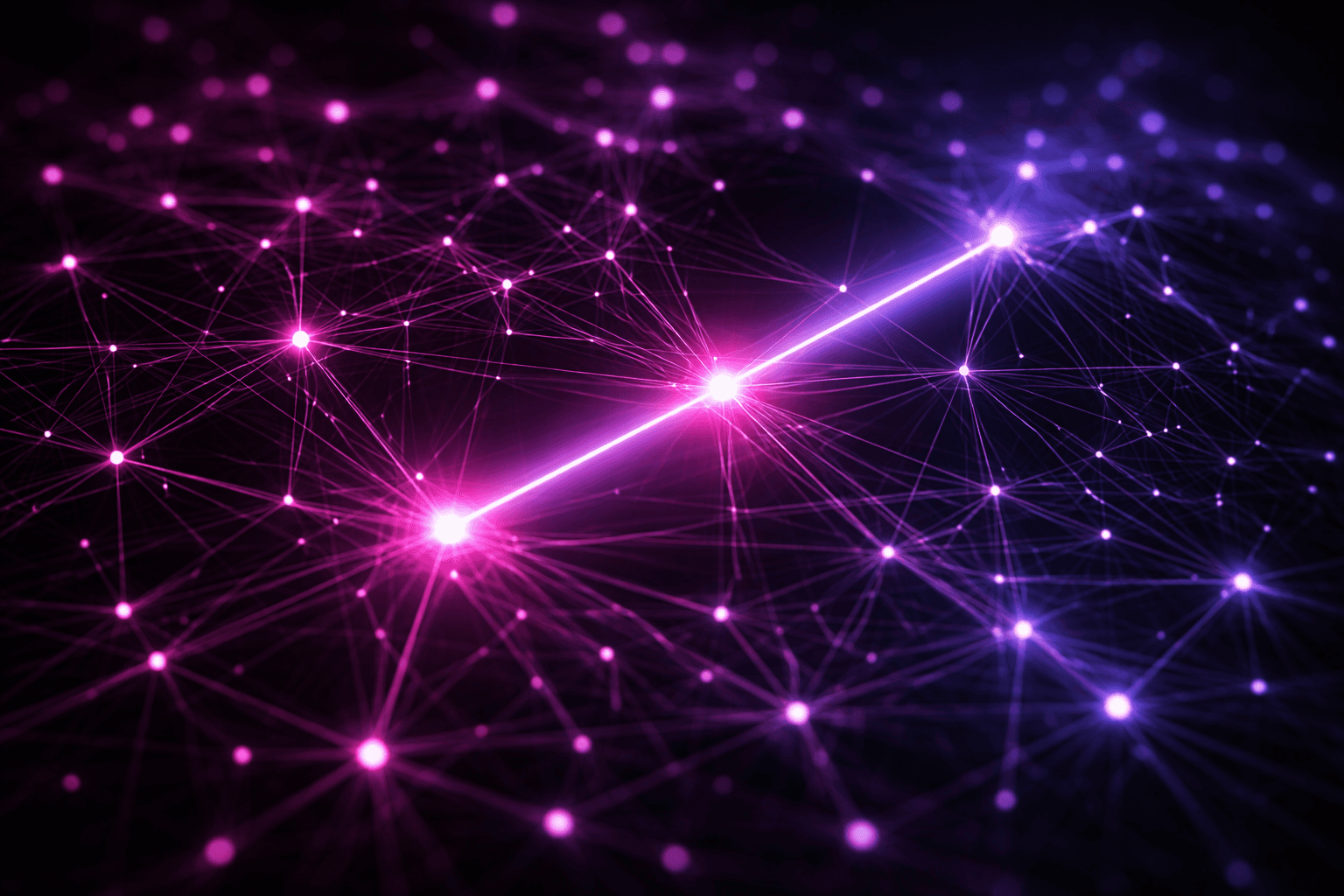 Ein leuchtendes, vernetztes System aus Datenknoten, bei dem ein gezielter Strahl exakt die benötigten Informationen extrahiert.