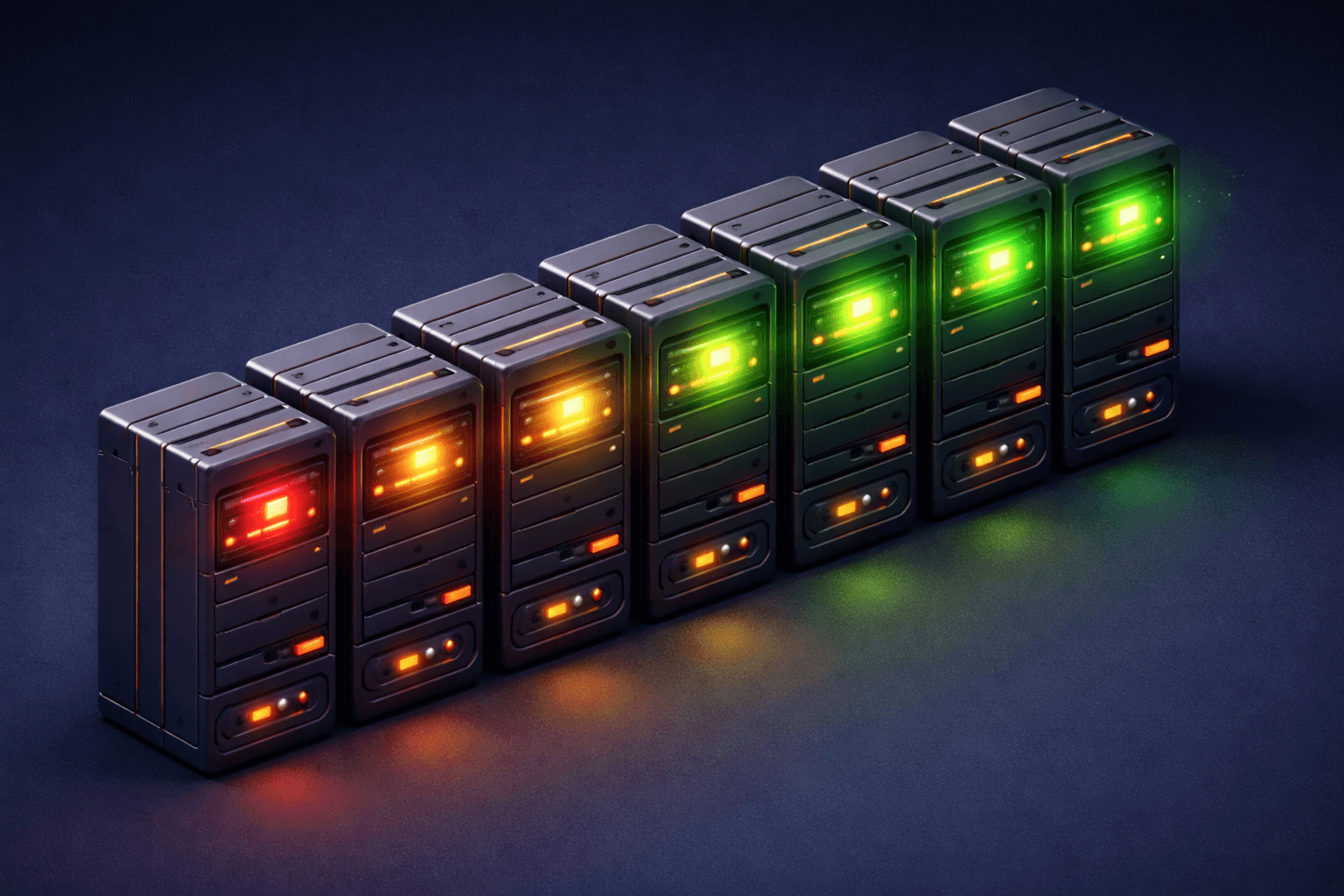 Eine Reihe von grünen Erfolgs-Lichtern