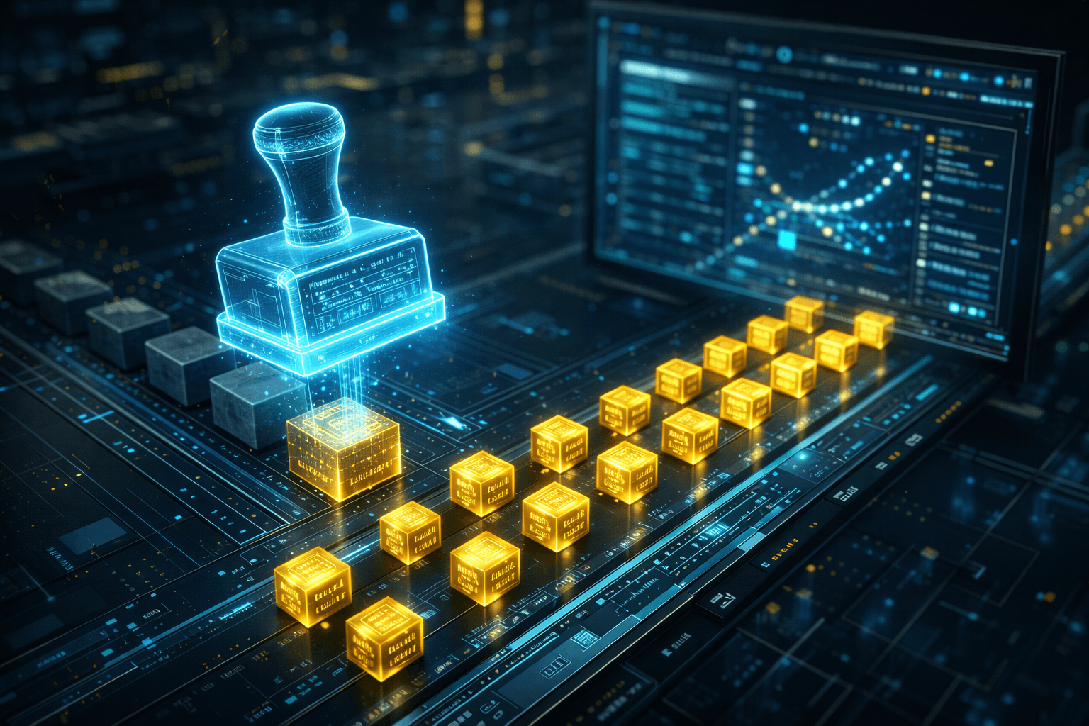 Ein digitaler Stempel verwandelt rohe Daten in strukturierte JSON-Pakete.