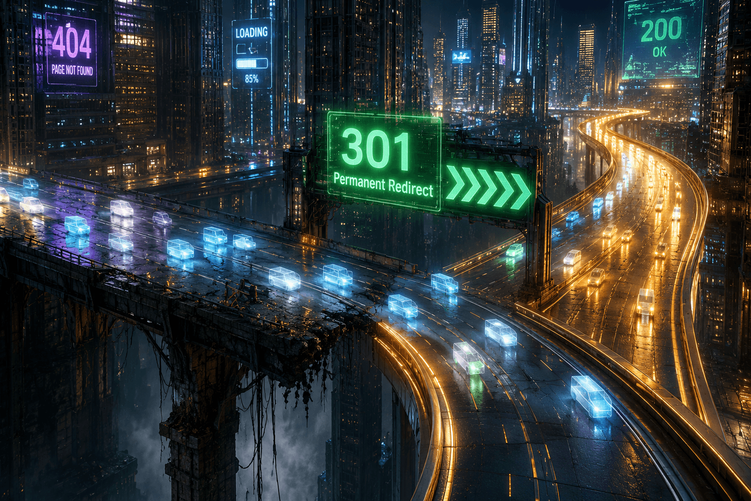 Ein 301 Redirect leitet den digitalen Traffic sicher von einer alten URL auf eine neue URL um.