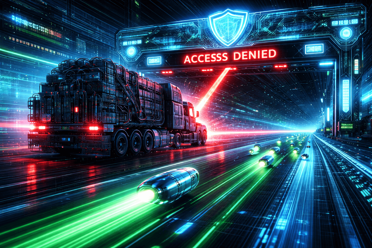 Digitale Zollschranke blockiert zu große Datenpakete im Code