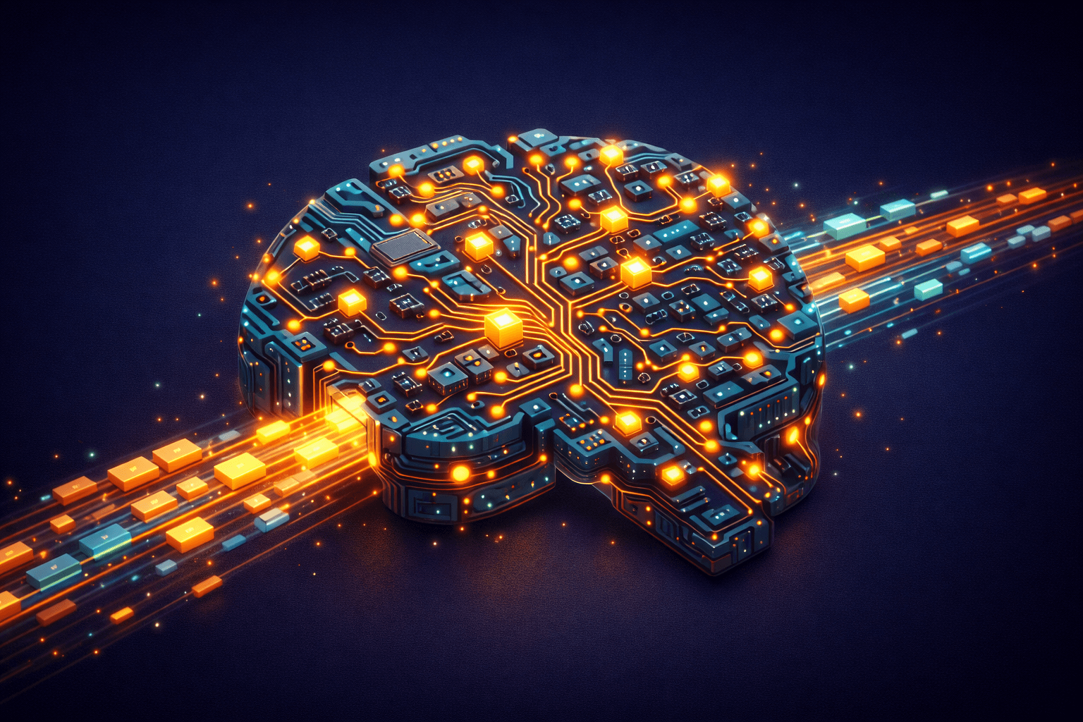 Ein leuchtendes Gehirn aus Schaltkreisen