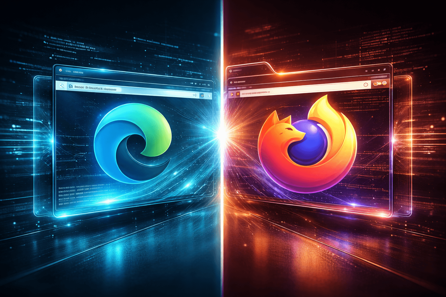 Linux Firefox Browser neben Windows Edge