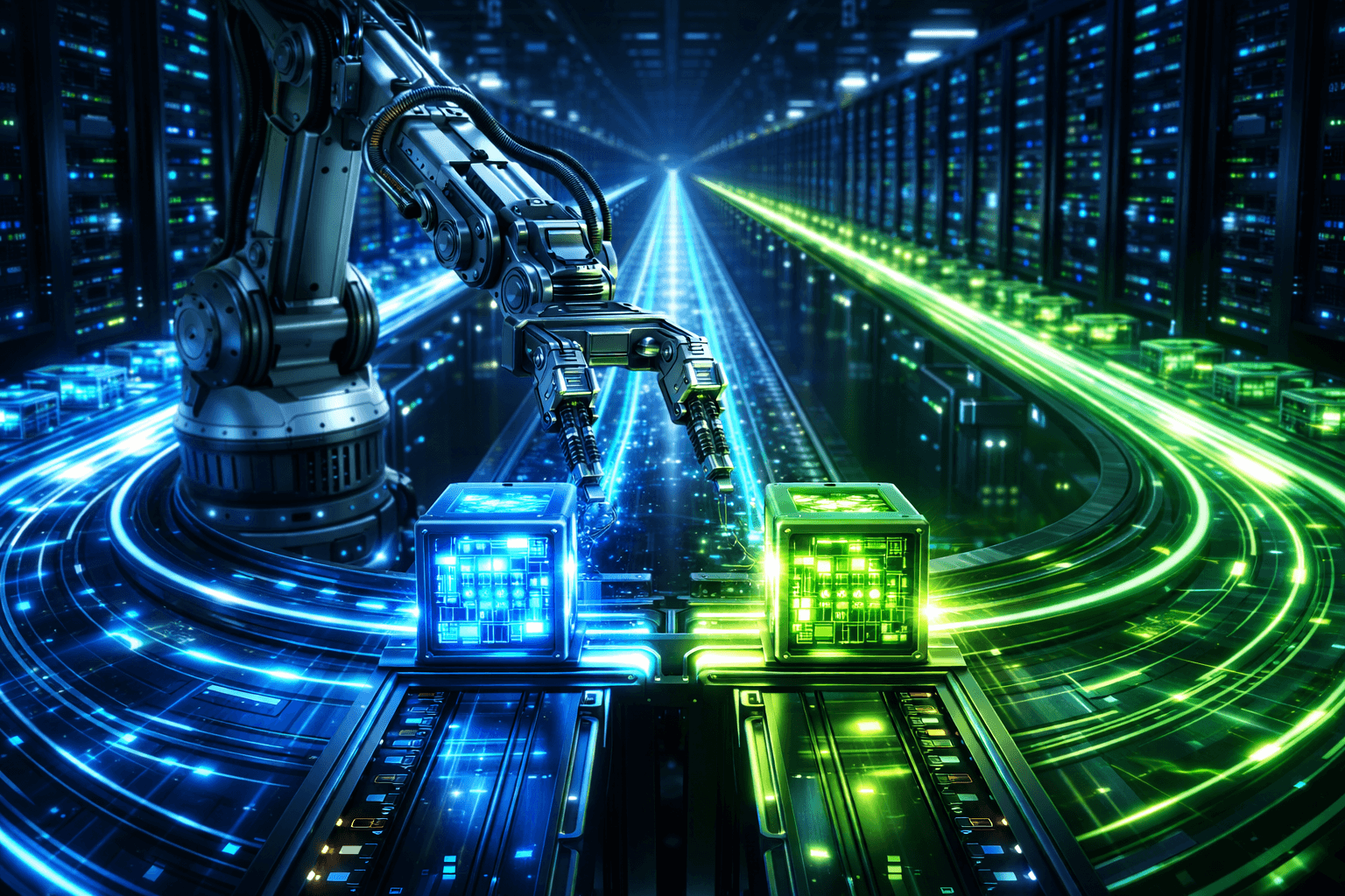 GitHub Actions automatisiert das Zero-Downtime Deployment Roboterarm tauscht Datenkern im laufenden Betrieb sicher aus