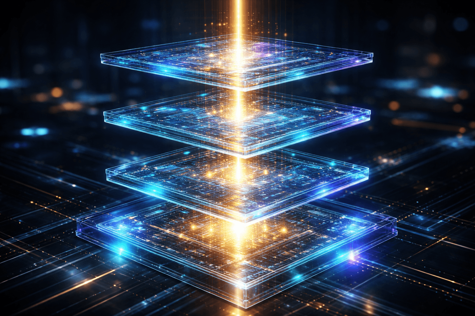 Strategische API-Versionierung für langlebige Systeme Eine visualisierte Zeitachse von API-Versionen, die stabil und ohne Brüche übereinander geschichtet sind.