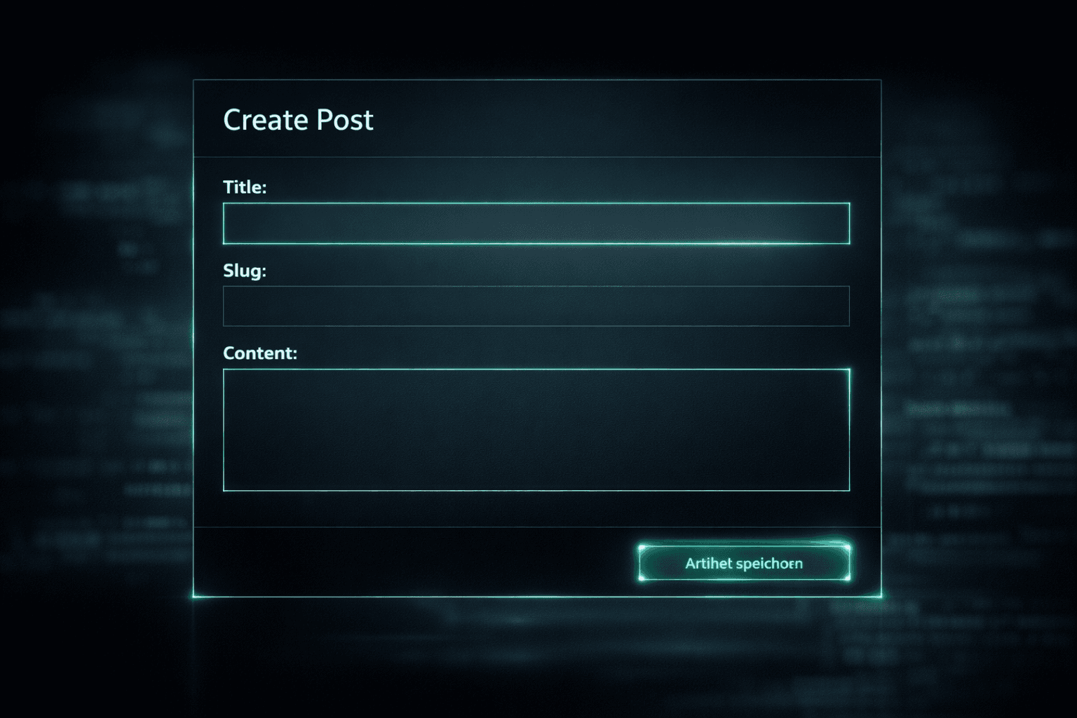 Interaktive Formulare mit shadcn/ui und Zod Ein modernes Eingabeformular im Dark-Mode für das Erstellen von Artikeln.