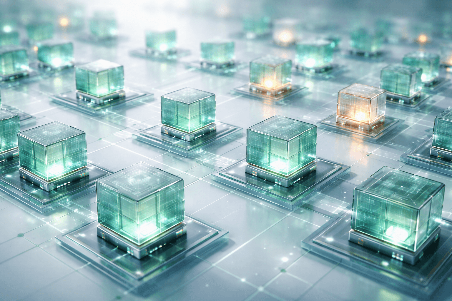 Sauberes API-Design: Struktur, Paginierung und perfekte Fehlermeldungen Eine fotorealistische, perfekt geordnete Matrix aus leuchtenden Datenblöcken, die klares und entwicklerfreundliches API-Design visualisiert.