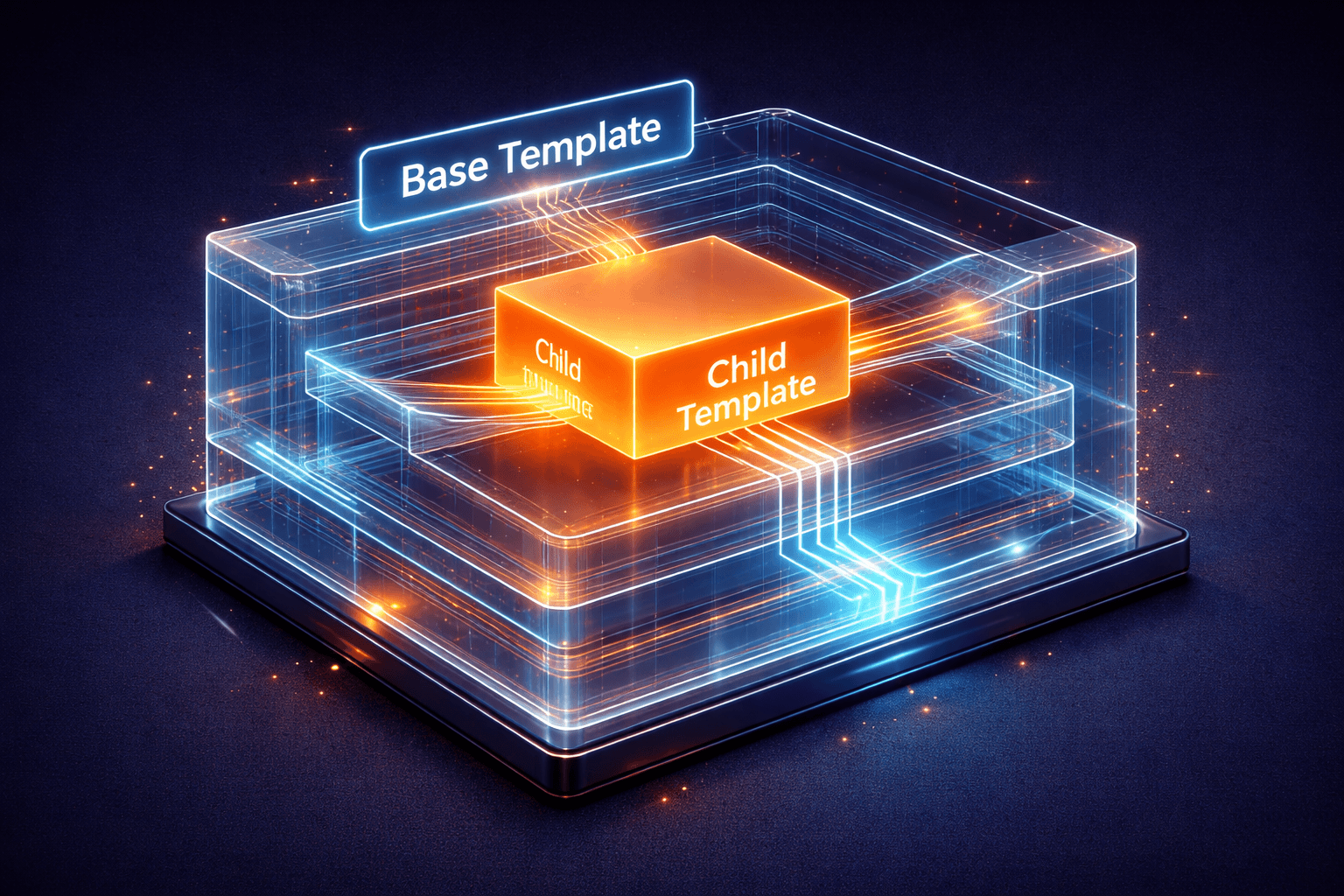 Twig Template Vererbung visualisiert Verschachtelte Ebenen zeigen die Template-Vererbung